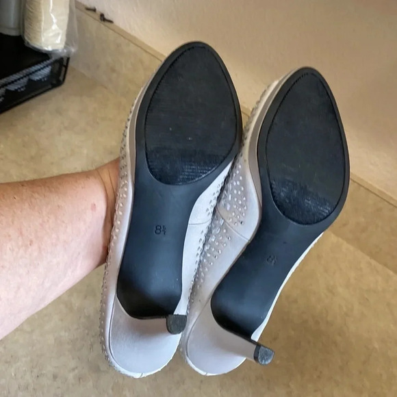 Kelly & Kate Gray Jeweled Platform Peetoe Pumps - Picture 10 of 12